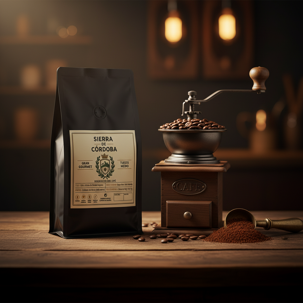 Molino con granos de café Sierra de Córdoba