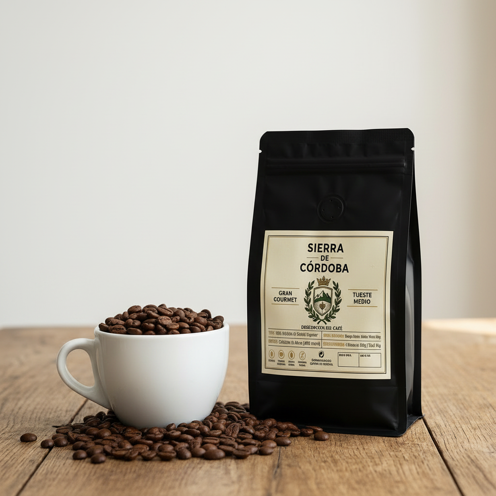 Sierra de Córdoba con taza y granos